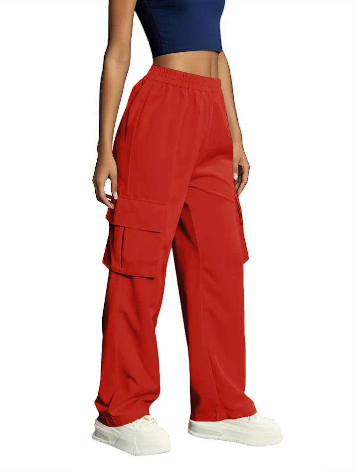 Damen Overall in Uni-Farbe mit hoher Taille und Flip-Tasche. Bequemer und stilvoller Alltagslook für Frauen.