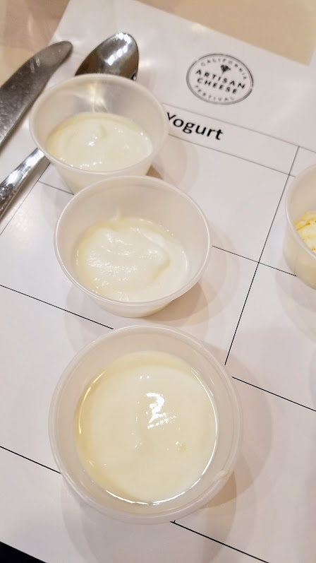 Artisan Cheese Festival tour 2018, it started with a blind tasting of 3 yogurts, 3 fresh cheeses, and 3 aged cheeses and learned how to identify between different animal milks used in the products with Kirstin Jackson