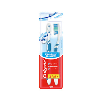 Cepillo de Dientes Colgate Medio Triple Acción Extra Blancura Blíster x 2 und  