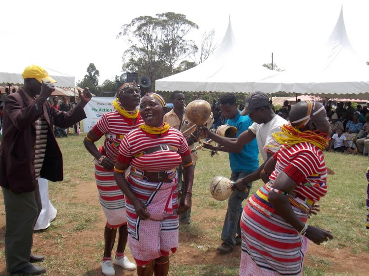 Dancers from the Kuria community at Kegonga Primary SChool, Kuria East, where the last International Peace Day was organised.