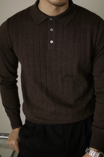 Title 7, American Retro Heavy Lapel Long Sleeve Polo Shi...