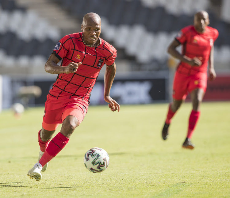 Mlungisi Mbunjana of TS Galaxy FC during the DStv Premiership 2020/21 game between TS Galaxy and Supersport United at Mbombela Stadium on 9 January 2021.