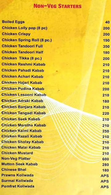 Shubham Family Restaurant Veg menu 