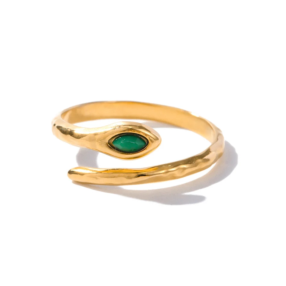 Gouden slangvormige ring van roestvrij staal Een stijlvolle en opvallende accessoire voor een elegante uitstraling Hypoallergeen en waterbestendig