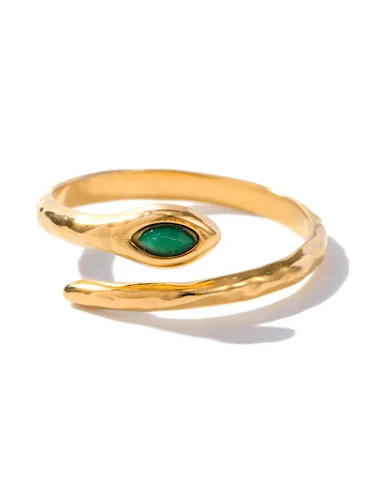 Gouden slangvormige ring van roestv - 1