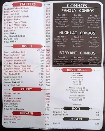 Khan Chacha menu 