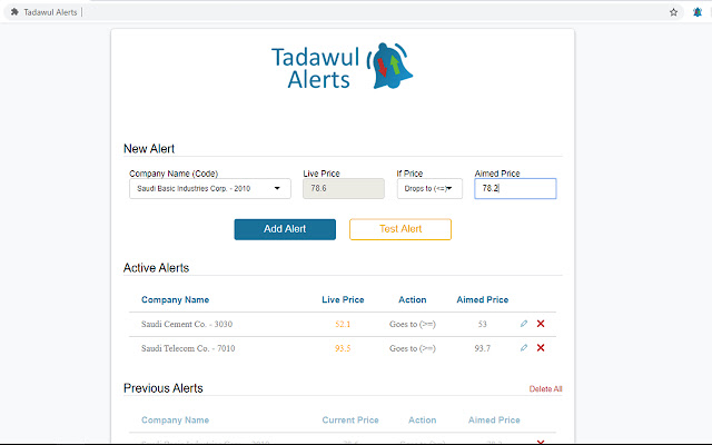 Tadawul Alerts chrome extension