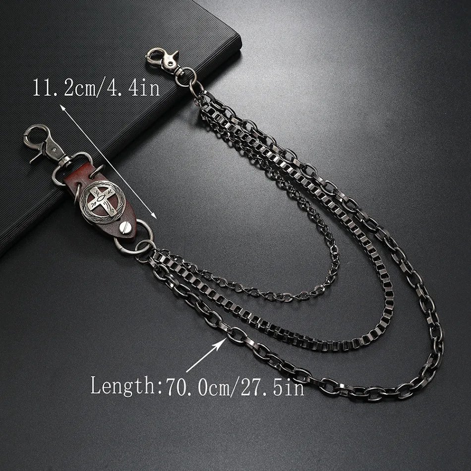 Punk Metal Denim Waist Chain adds rebellious edge to your pants and jeans. Rock style accessory for bold looks and state