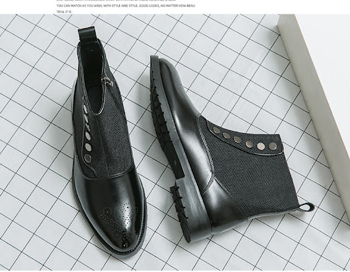 Title 11, Mens Casual Leather Shoes with Cloth Stitching...
