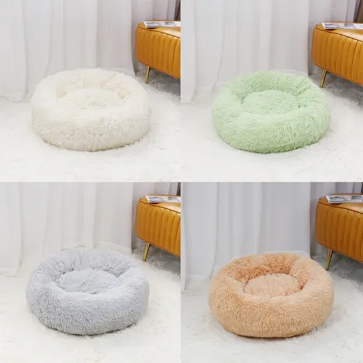 Round Pet Bed Kennel, Warm Sleeping Bag, Long Plush Dog Cushion, Puppy Mat, Portable Pets Supplies, Super Soft, Dropping