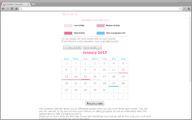 Ovulation, Pregnancy Calculator chrome extension