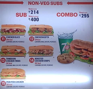 Subway menu 