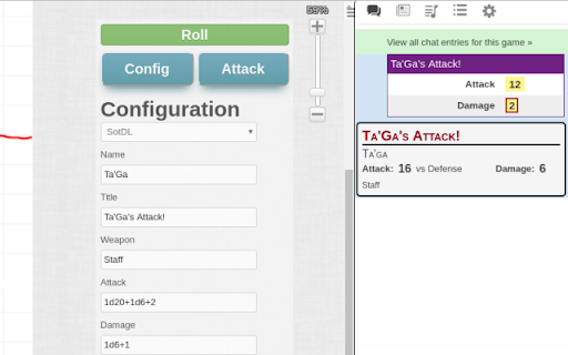 Roll20 Attack Template