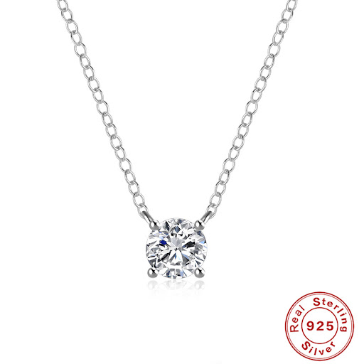 Title 10, S925 Sterling Silver Single Zircon with Diamond...