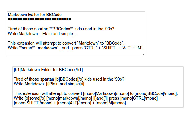 Markdown Editor for BBCode chrome extension