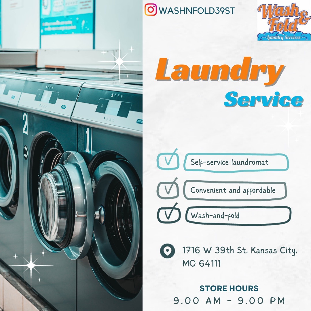 Wash & Fold laundromat interior in Kansas City, MO