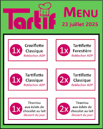 Menu Tartif Page 1