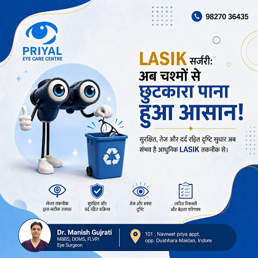 Dr. Manish Gujrati, a leading eye doctor in Indore is an expert in safe, precise, and modern LASI… post image