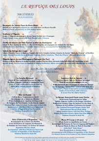 Menu Le Refuge des Loups Restaurant Page 1