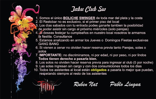 Tabú Resto Bar Club Swinger, Author: Tabu Resto Bar Club Swinger