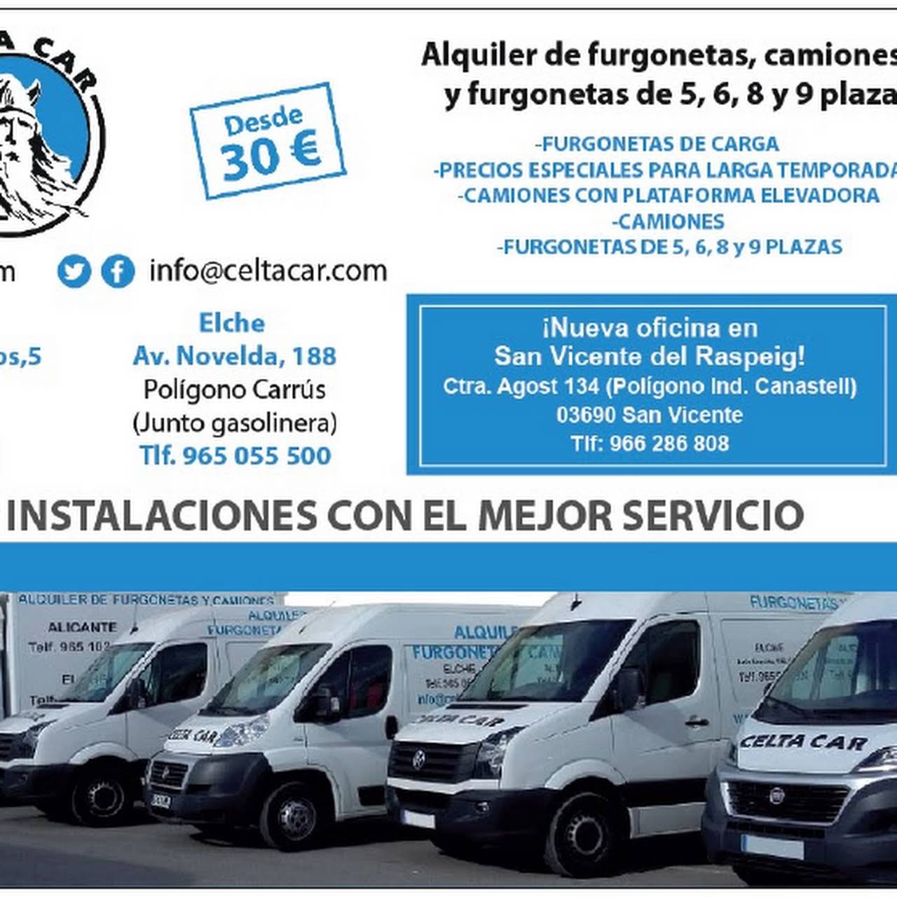 Delegación Inferir Mirar fijamente Celta Car S.L. Alquiler furgonetas y camiones Elche - Agencia De Alquiler  De Furgonetas en Elche