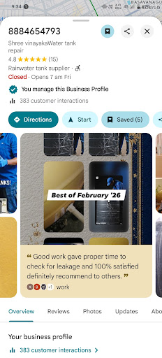 Good review and quality work please contact shree Vinayaka water tank repair .. post image
