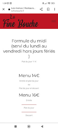 Menu Restaurant la fine bouche Page 3