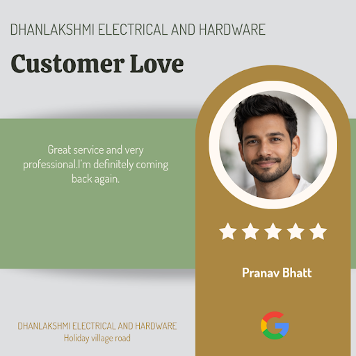 Pranav Bhatt raves about his exceptional experience at DHANLAKSHMI ELECTRICAL AND HARDWARE, the l… post image