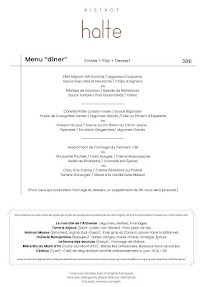 Menu Bistrot halte Page 1