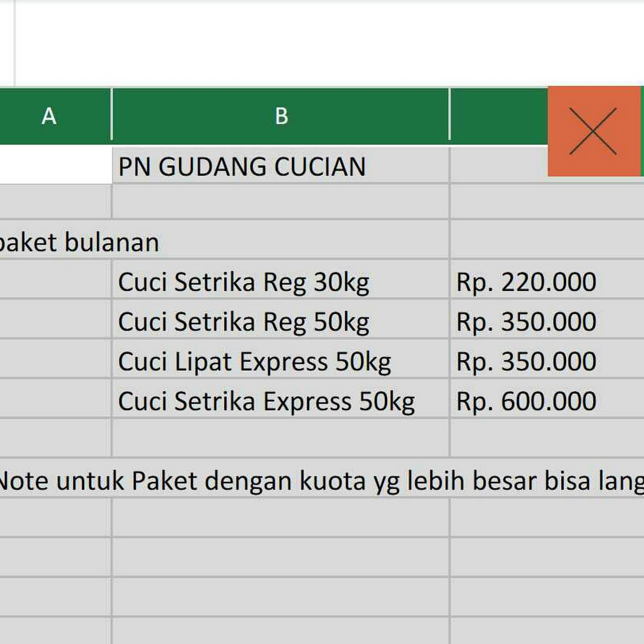 Pn Gudang Cucian Laundry Kiloan Binatu Cucian Kering