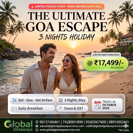 Goa holiday package from Delhi with flights featuring couple enjoying sunset on beach with all inclusive holiday deal
