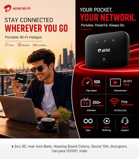 Stay connected effortlessly with Airtel Store Wifi Broadband's Portable Wi-Fi Hotspot, providing… post image