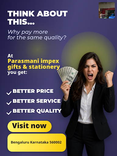 Parasmani impex gifts & stationery is your go-to stationery shop near me Bengaluru, offering cust…