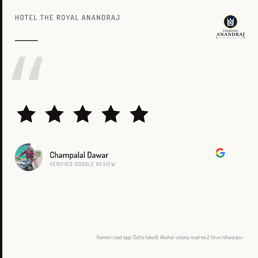 Champalal Dawar raves about his seamless experience at Hotel The Royal Anandraj in Uran Islampur!… post image