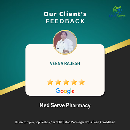 Veena Rajesh praises Med Serve Pharmacy in Ahmedabad for providing exceptional service. She loved… post image