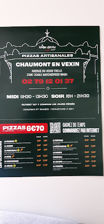 Menu Le Kiosque à Pizza Chaumont en Vexin Page 1