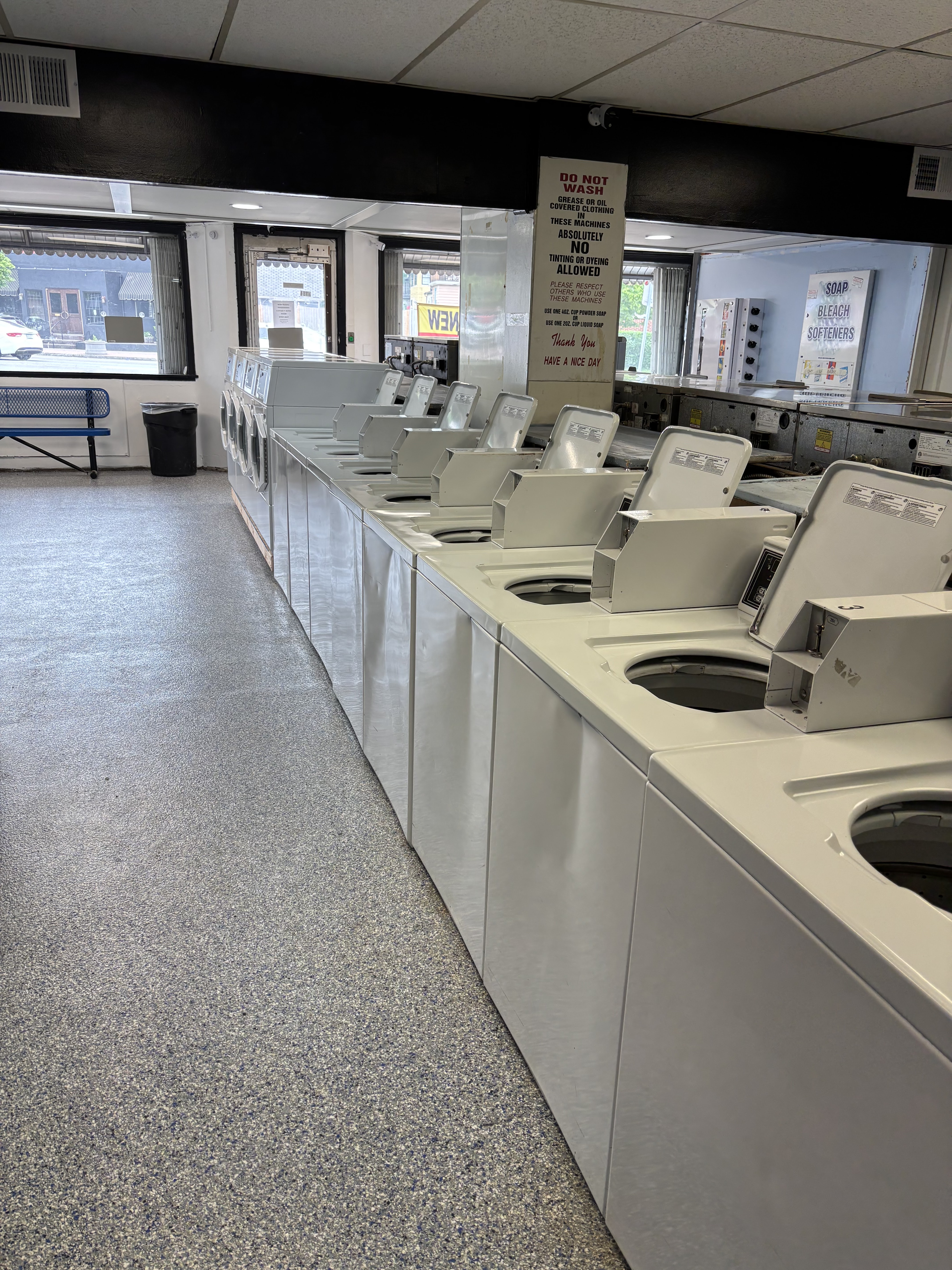 Spin City Laundromat storefront and entrance in Buffalo