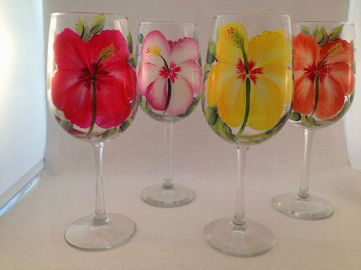 Wineflowers Hand-Painted Glassware - Thumbnail