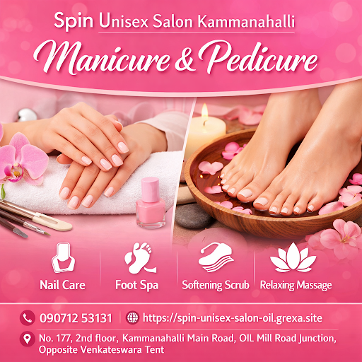 Indulge in a pampering manicure and pedicure package at Spin Unisex Salon Kammanahalli—expert car…