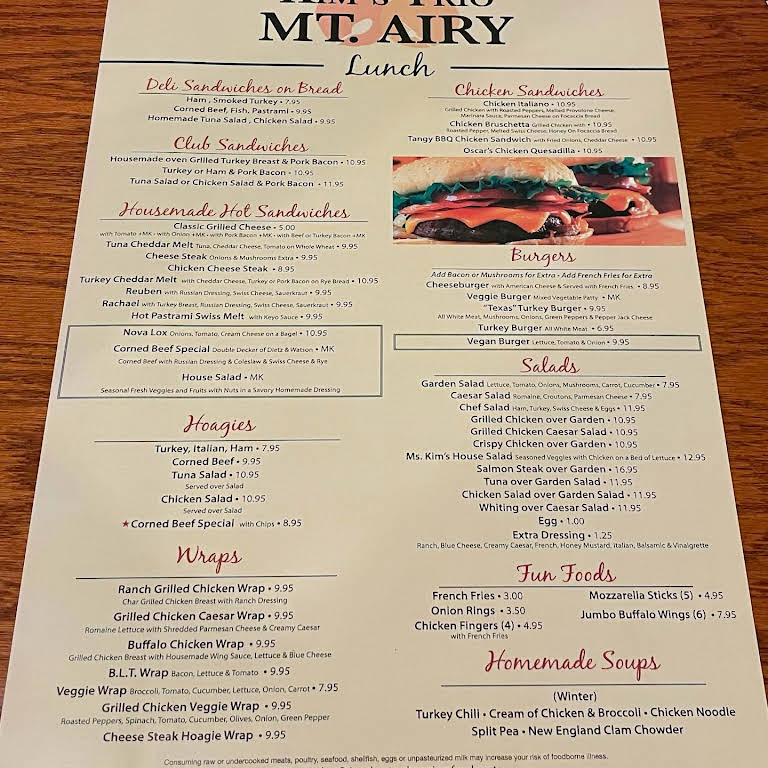 Mt. Airy Menu