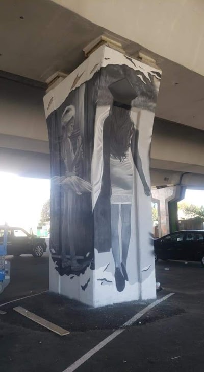 Mike Comp’s pillar mural (daughter ballerina graduate & astronaut)