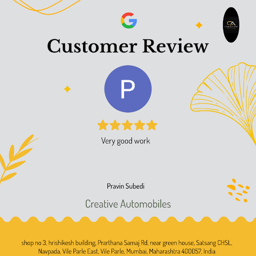 Pravin Subedi, a satisfied customer from Mumbai, gives a 5-star review for Creative Automobiles'…