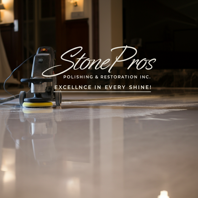 Marble floor polishing and restoration in a Coral Gables residence, bringing back the mirror finish — Stone Pros stone restoration in Coral Gables