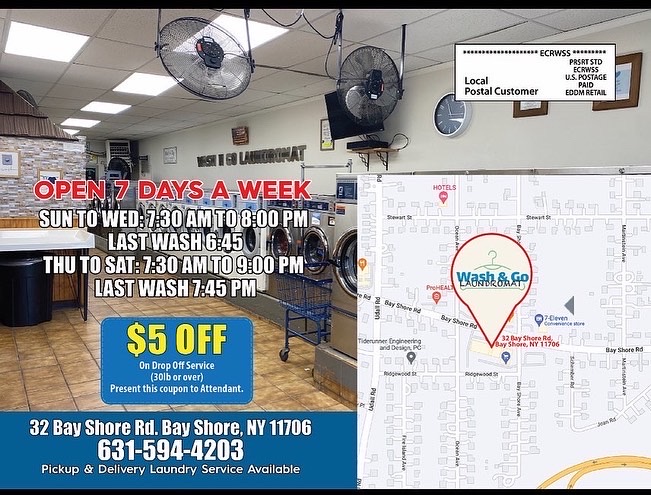 Wash N Go Laundromat laundromat interior in Bay Shore, NY