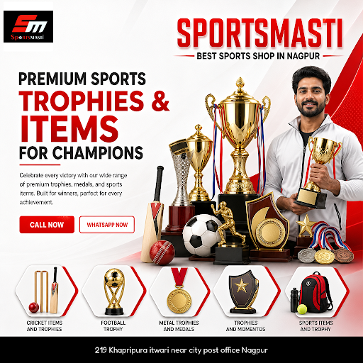 SPORTSMASTI in Nagpur offers a wide range of cricket items, trophies, medals, and sports accessor… post image