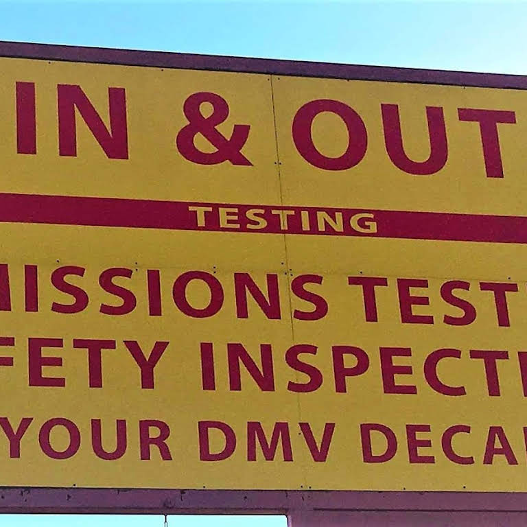 In & Out Emissions Testing Vehicle Emissions, On the Spot Renewal and Safety Inspection