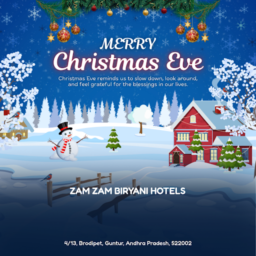 "Warmest wishes from Zam Zam Biryani Hotels in Guntur! As the snowflakes gently fall on Christmas… post image