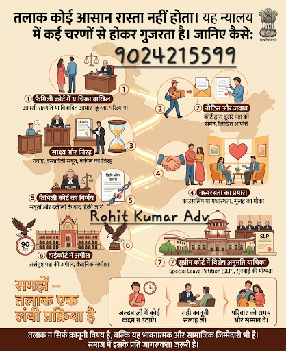 तलाक कोई आसान रास्ता नहीं होता। यह न्यायालय में कई चरणों से होकर गुजरता है। जानिए कैसे: post image