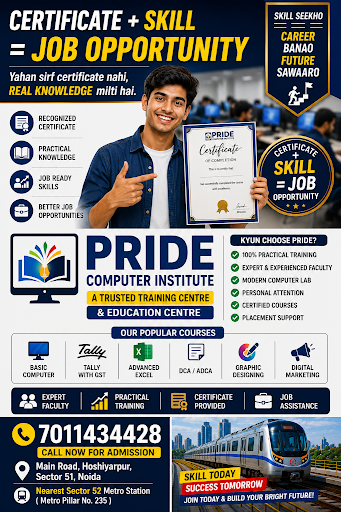 🎓 Certificate + Skill = Job Opportunity Yahan sirf certificate nahi, real knowledge milti hai. 💻… post image