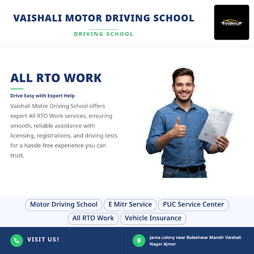 Vaishali Motor Driving School offers comprehensive all RTO work services along with expert drivin… post image